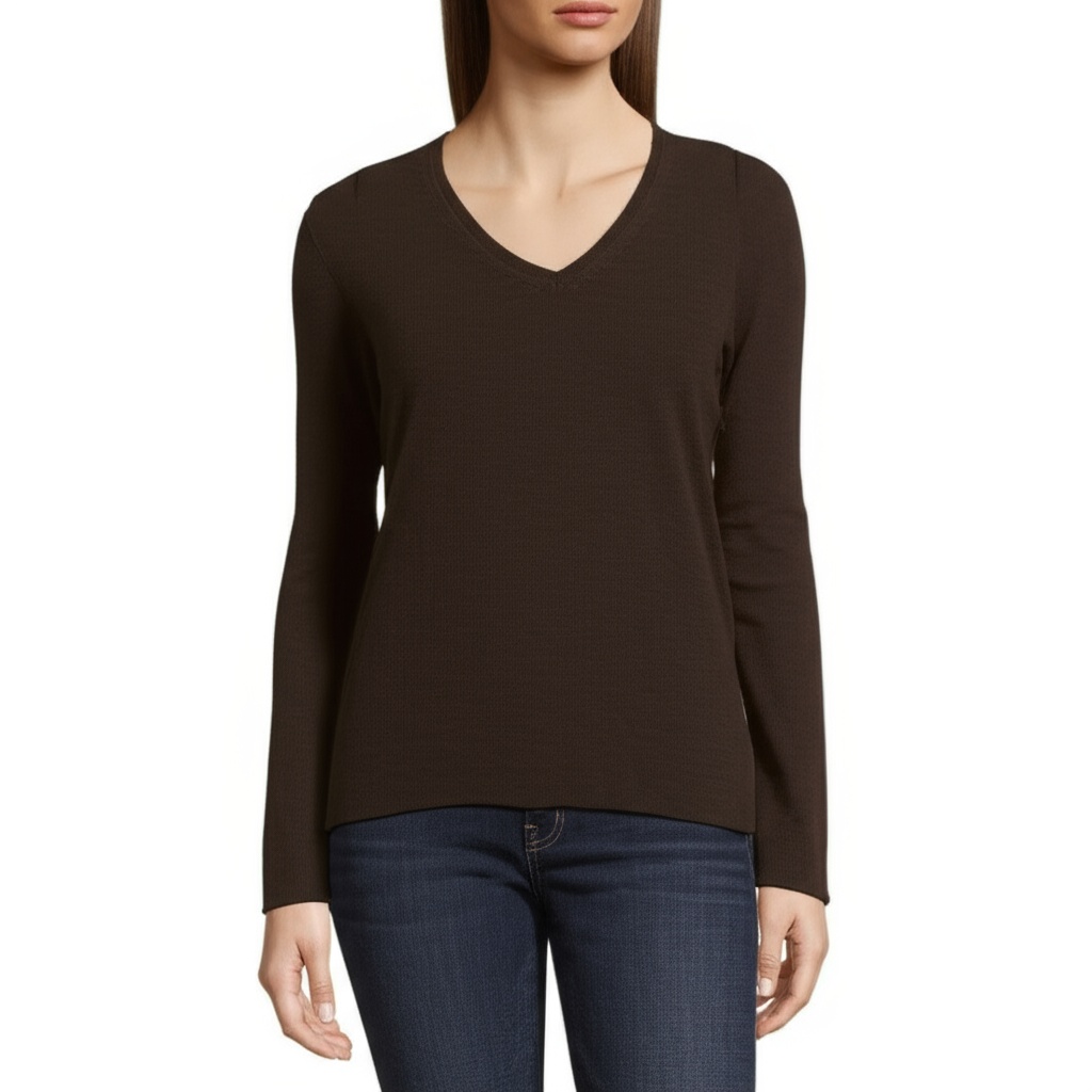 Ann Taylor Loft Cashmere Merino Wool Brown Blouse Women Large Knit Top Shirt
